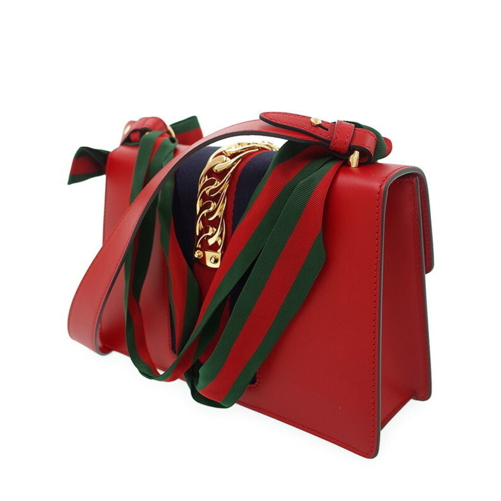 Gucci Red Leather Bag Shoulder Crossbody Sylvie
